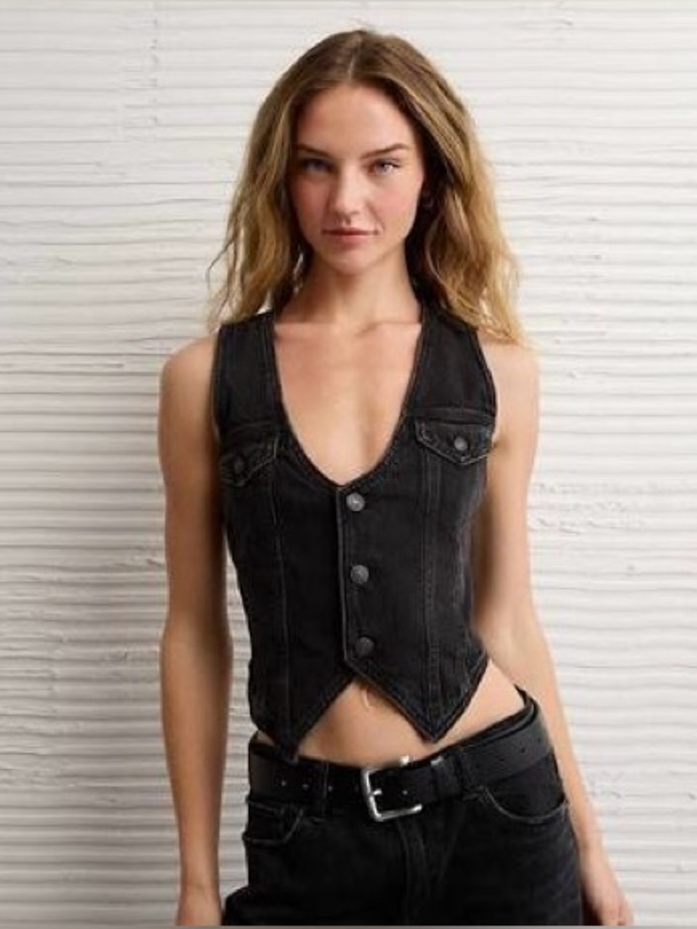 Black Denim Vest Jacket